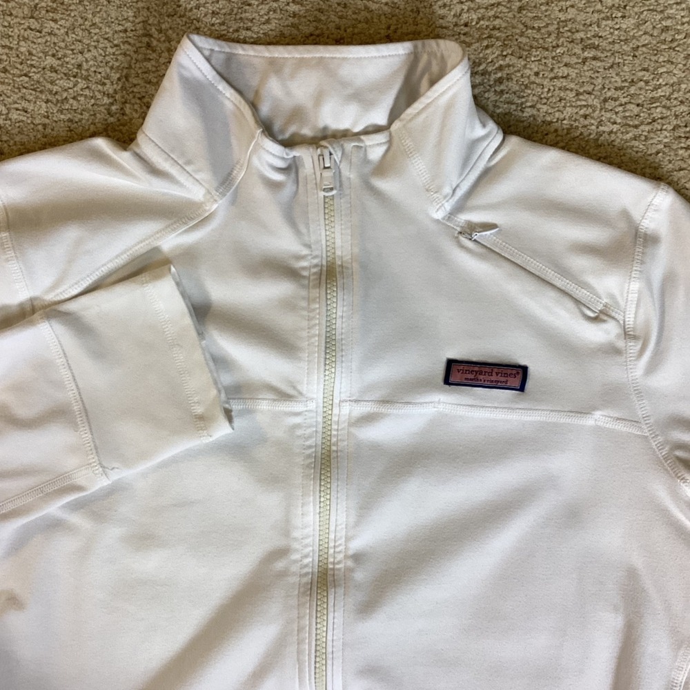 Vineyard Vines Performance Full Zip Jacket Womens Large White Athletic Golf Coat